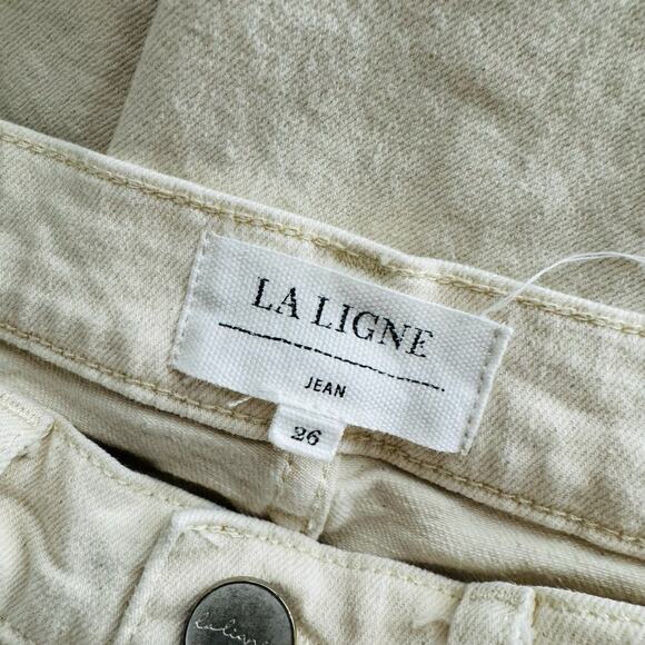 La Ligne Cream Straight Leg Denim Jean Women’s Size 26 - Picture 7 of 9